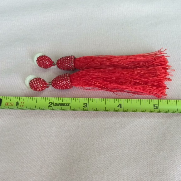 FINAL SALE PRICE Red & Burgundy Tassel Earring Dangle Set - Picture 2 of 4